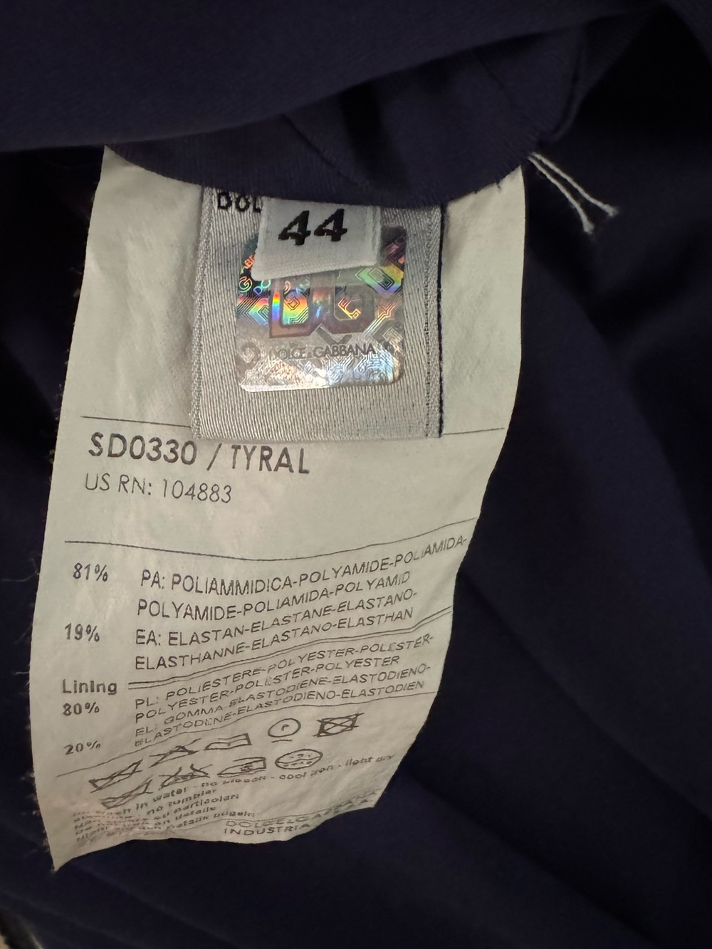 Vintage D&G Dolce & Gabbana Sleeveless Dress Blue with Striped Waistband Size 6 - Picture 9 of 12